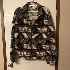 Roxy Gray Patterned Fleece Jacket